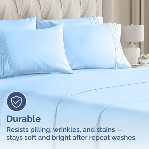 King Pillow Cases Set of 10 - Ultra Soft Hotel Quality Pillowcase Covers - Comfy. Cozy & Wrinkle Free - Shrink, Stain and Fade Resistant - Machine Washable Pillow Protectors - 10 Pcs Set - Light Blue