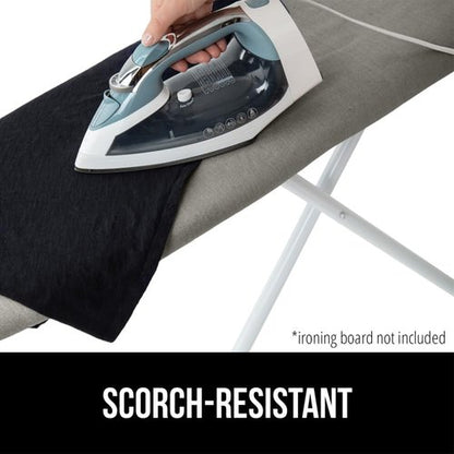 GORILLA GRIP The Original Ironing Board Cover and Pad, Silicone Coating, 400°F Scorch Resistant Thick Padding, Heavy Duty Iron Covers Standard Boards, Hook and Loop Fastener Strap, Silver 15x54