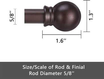 GXOACKJ Heavy Duty Metal Curtain Rod Set - 2 Pack Brown Rods for Windows 32 to 62 Inches