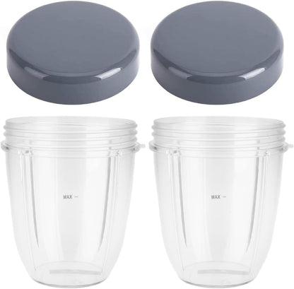 Nutribullet Blender Cups - 18oz Replacement Cups with Lids | Compatible with 600W & 900W Models (2-Pack)