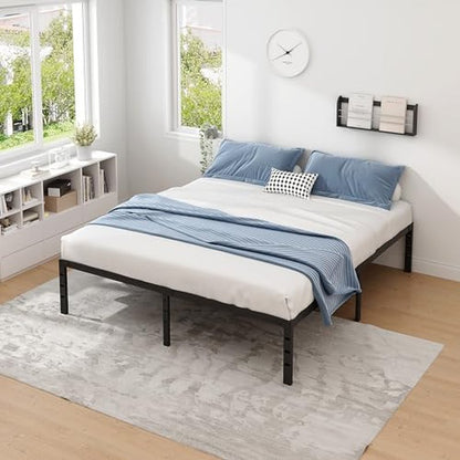 NEW JETO Metal Bed Frame,Twin Size Bed Frame with Storage Space,Heavy Duty Sturdy Mattress Foundation,Easy Assembly,No Box Spring Needed, Black,14 Inch,Twin