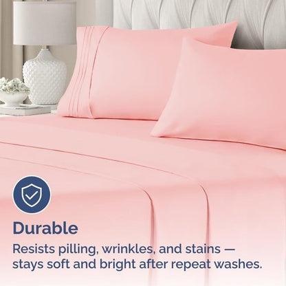 King Standard Pillow Cases - Soft Hotel Quality Covers for Comfy Bedding | Set of 4 - Baby Pink