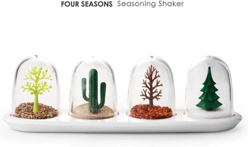 Kitchen Seasoning Jar Set - 4-in-1 Shaker with Tray & Four Seasons Design