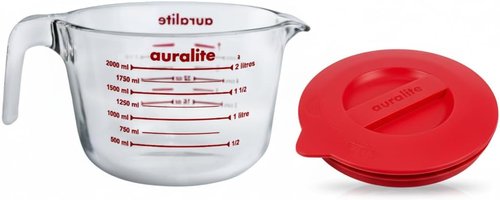 Auralite 8-Cup Borosilicate Glass Measuring Cup - 2 Quart with Lid for Accurate Liquid Measurement