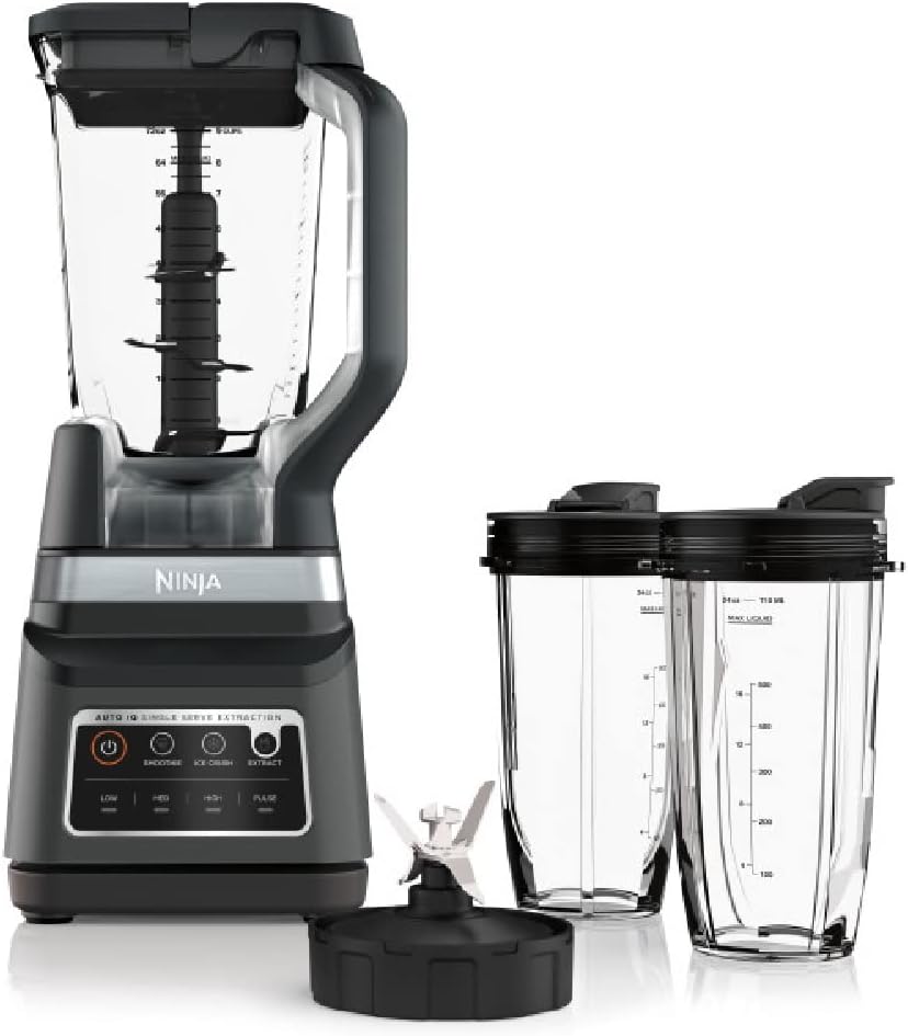 Ninja DB751A Pro Plus DUO Blender - 1400W Auto-IQ | 72oz Pitcher & 2x24oz Cups - Smoothies & Frozen Drinks