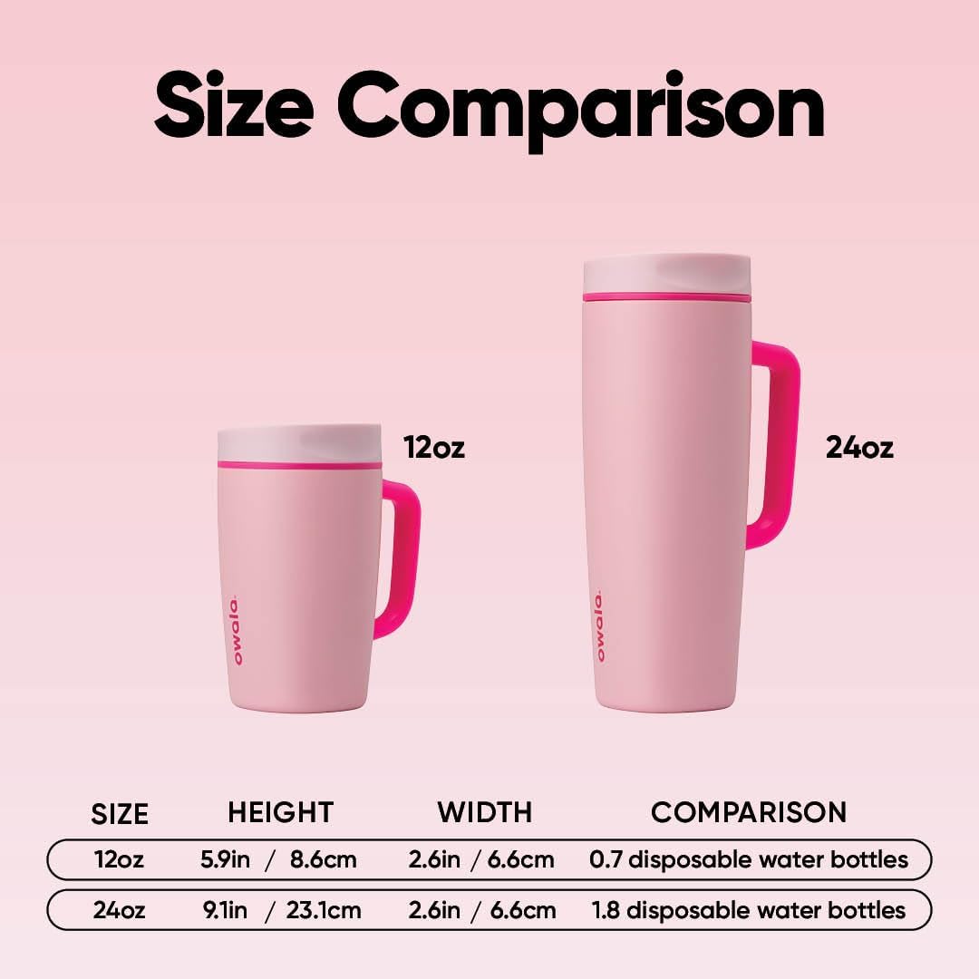 Owala SmoothSip Slider Travel Mug - 24 oz Insulated Stainless Steel | Leak Proof & BPA Free for Hot/Cold Drinks