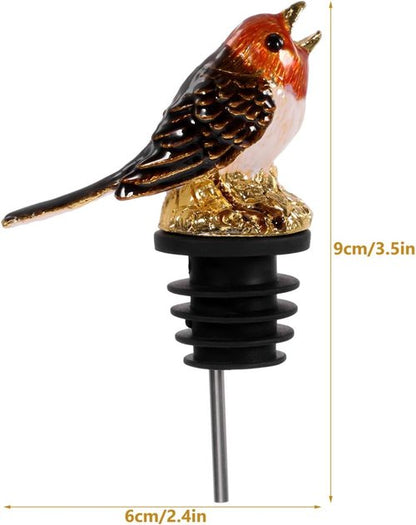 Bird Wine Pourer Aerator Stopper: Alloy Bottle Spout Pourer Decorative Gold Bartending Supplies Bar Accessory for Wine and Liquor Bottles