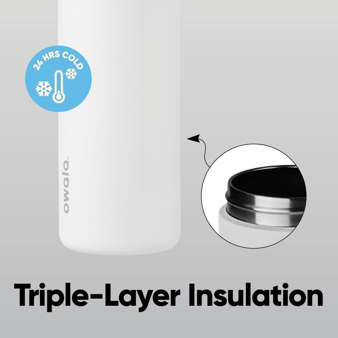 Owala FreeSip Insulated Stainless Steel Water Bottle - BPA-Free, 40 Oz, Shy Marshmallow | Perfect for Travel