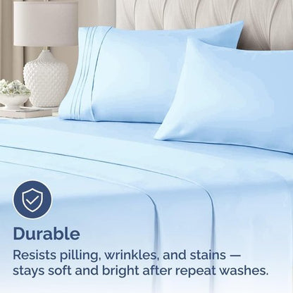 King Standard Pillow Cases - Soft Hotel Quality Covers | Fade-Free, Wrinkle Resistant - Light Blue, Set of 2