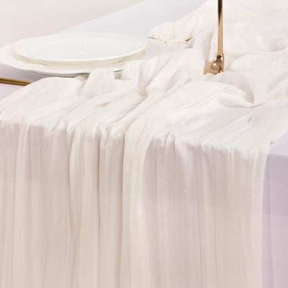 Socomi Ivory White Cheesecloth Table Runner - 15pcs Rustic Boho 120 Inch for Weddings & Events