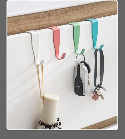 Eywlwaar Over The Cabinet Door Hooks - 4-Pack Single Hook Set in Blue for Space-Saving Storage