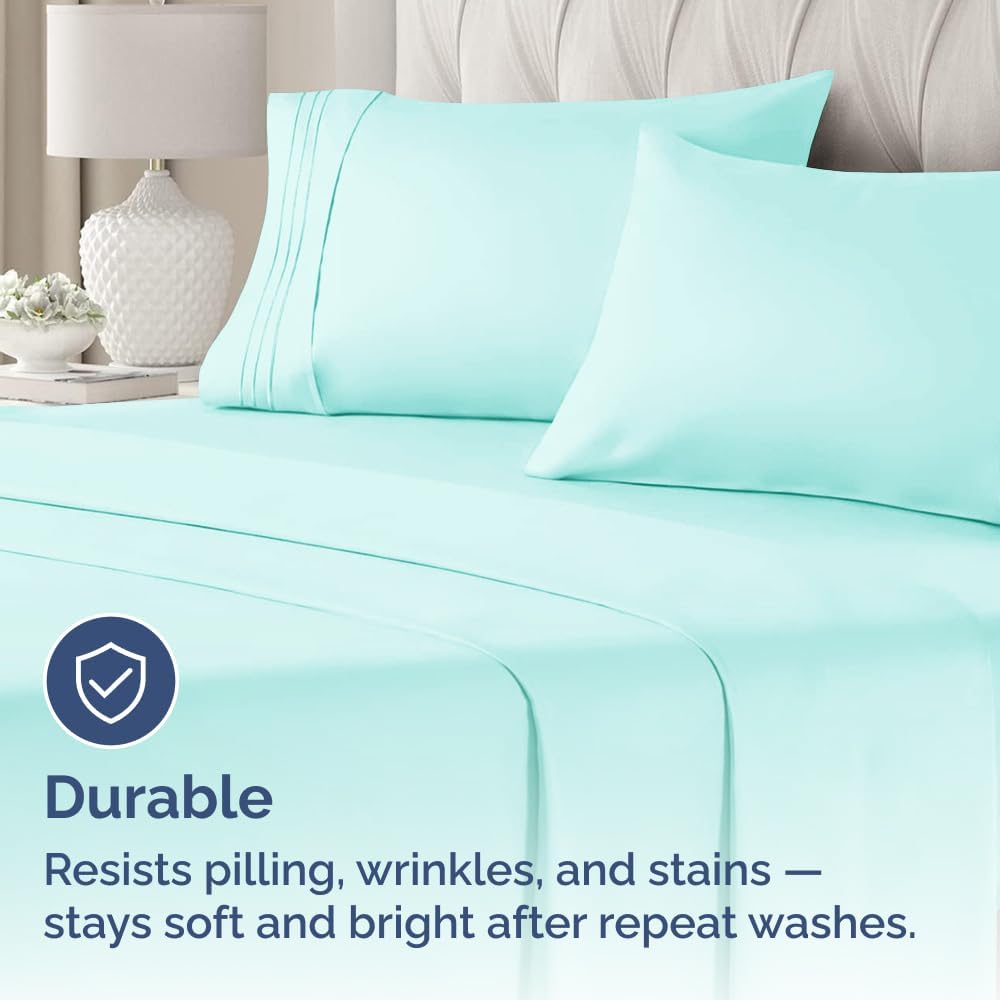 Skiennix Queen Pillow Cases Set of 2 | Ultra Soft Hotel Quality, Wrinkle-Free, Spa Blue