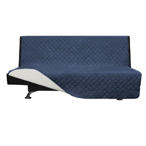Easy-Going Futon Sofa Slipcover Reversible Sofa Cover Armless Cover Furniture Protector Couch Cover Water Resistant Pets, Kids, Children, Dog, Cat Dark Blue/Ivory