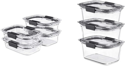 Rubbermaid Brilliance Glass Storage Containers - Set of 4 Medium Clear Food Containers with Lids
