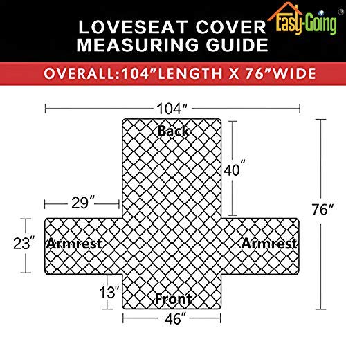 Easy-Going Reversible Loveseat Couch Cover for 2 Cushion Couch Sofa Cover for Dogs Water Resistant Furniture Protector with Foam Sticks Elastic Straps for Pet (Loveseat, Cyan/Ivory)