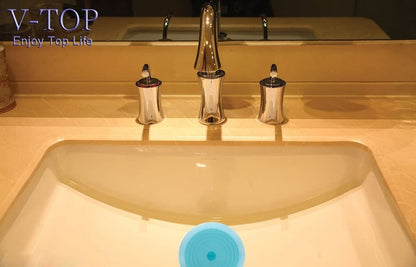 V-TOP Tub Stopper 2 Pack, 6 inches Large Silicone Drain Plug Hair Stopper Flat Suction Cover for Kitchen Bathroom and Laundry (Blue Transparent)