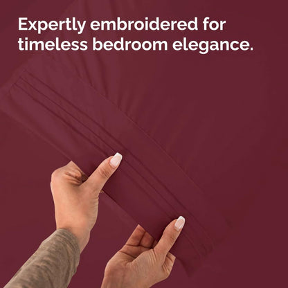 Ultra Soft Queen Pillow Cases Set of 10 | Hotel Quality, Wrinkle-Free & Stain Resistant - Burgundy