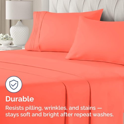 King Standard Pillow Cases - Ultra-Soft Hotel Quality Covers | Fade-Free & Wrinkle Resistant - Coral, Set of 2