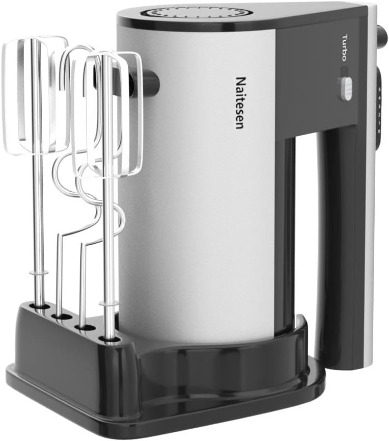 Skiennix 600W Electric Hand Mixer - Powerful 10-Speed Kitchen Mixer with Turbo | Lightweight, Includes Beaters & Dough Hooks
