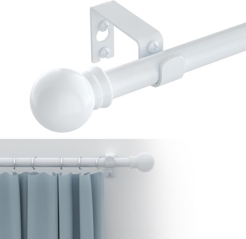GXOACKJ Decorative Curtain Rod - Heavy Duty Metal, 32-48 Inch, White Finish with Brackets