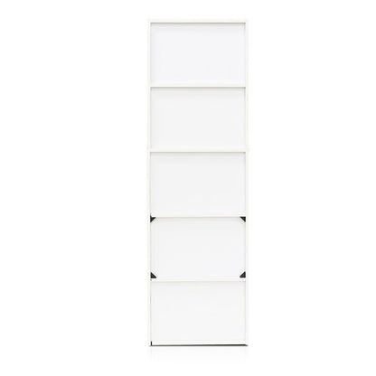 Furinno LUDER Book Shelf, 5-Tier Bookshelf, Bookcase with Open Shelves, 9.4 x 15.8 x 52, Easy Assembly, for Living Room, Bedroom, Home Office, White/Green