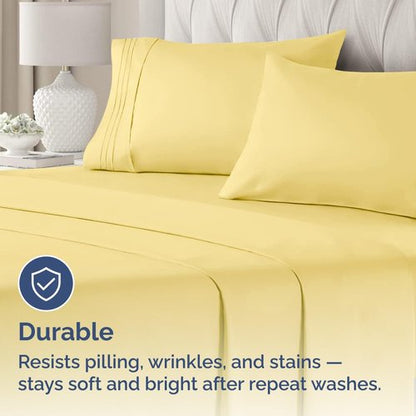King Standard Pillow Cases Set of 4 - Soft Hotel Quality Pillowcase Covers - Comfy Bedding for Women, Men, Kids & Teens - Machine Washable Pillow Protectors - 4 Piece Set - King Standard Size Yellow