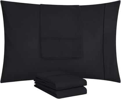 Utopia Bedding Queen Pillow Cases - 4 Pack - Envelope Closure - Soft Brushed Microfiber Fabric - Shrinkage and Fade Resistant Pillow Covers Queen Size 20 X 30 Inches (Queen, Black)