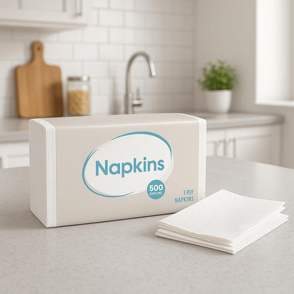 White Disposable Paper Napkins by [Brand Name] - 500 Count Soft Napkins for Home, Parties & Events