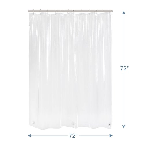 AmazerBath Clear Shower Curtain Liner, Plastic Shower Curtain Liner, Lightweight Shower Liner PEVA, Waterproof Bathroom Shower Curtains with 3 Magnets and 12 Rustproof Grommets, 72x72 Inches
