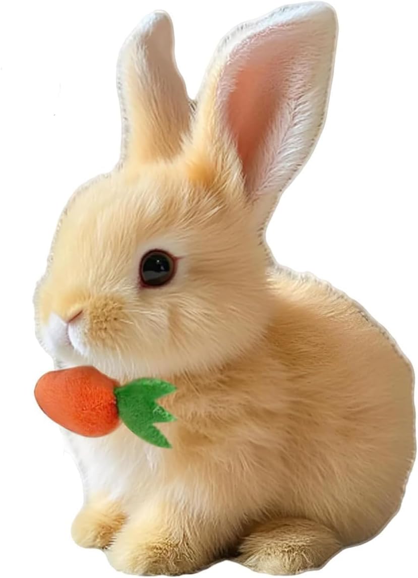 Bunny Realistic Hopping Rabbit Toy - Interactive Easter Bunny with Twitching Ears (Brown)