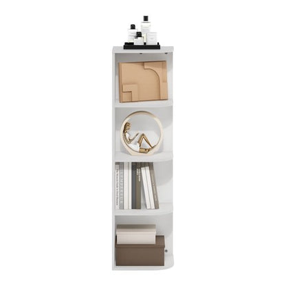Furinno Pasir 4-Tier Corner Open Shelf Bookcase, White