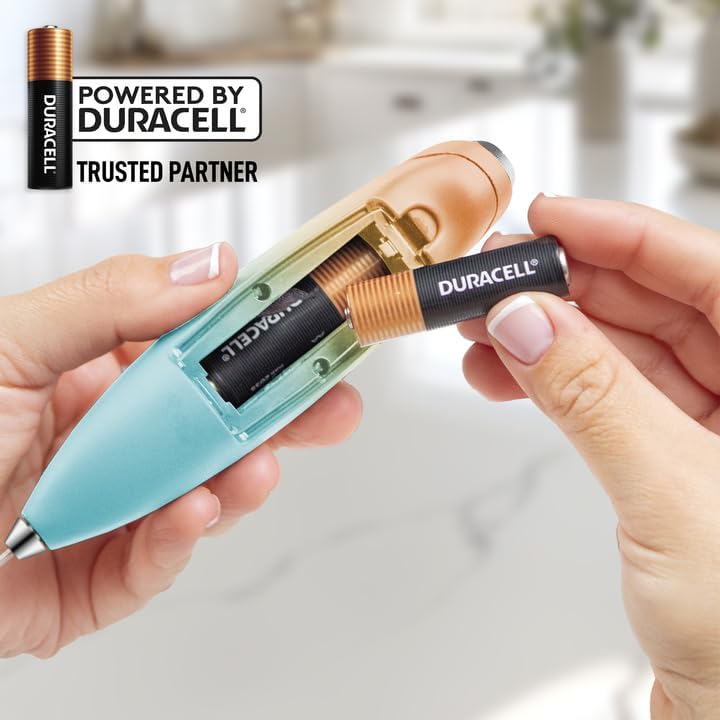 Zulay Kitchen Powerful Milk Frother Wand With 4 AA Duracell Batteries - Ultra Fast Handheld Drink Mixer - Electric Whisk Foam Maker for Coffee, Lattes, Cappuccino, Matcha & Creamer