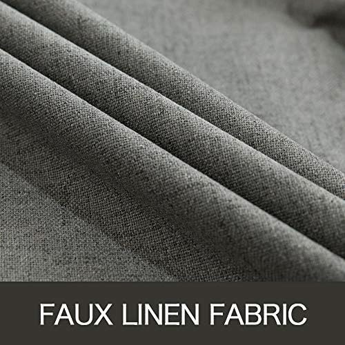 MIULEE Blackout Curtains - 100% Thermal Insulated Dark Grey Linen Texture Drapes | 52x45 Inch (2 Panels)