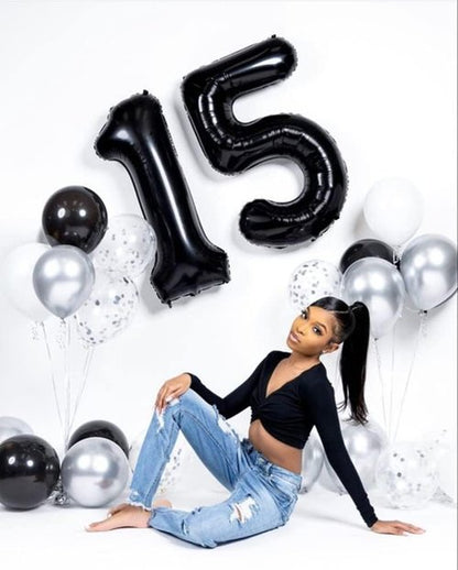 40 Inch Black Number 8 Balloon - Perfect for 8th Birthday Parties, Weddings & Graduations