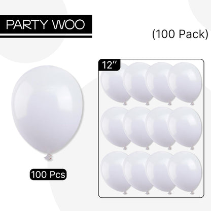 PartyWoo White Balloons - 100 Pcs 12 Inch Latex Helium Pastel White Balloons for Celebrations