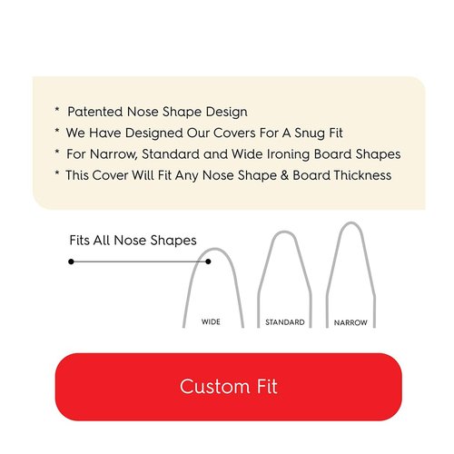 TIVIT Ironing Board Cover 12 x 42” – Made in Italy, Alumitek PRO Heat-Reflective, Thick 4-Layer Padding, Scorch & Stain Resistant