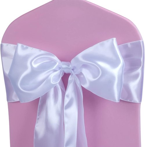 Babenest Satin Chair Sashes - Upgraded 30 Pcs Chair Ribbons & Bows for Weddings & Events | White