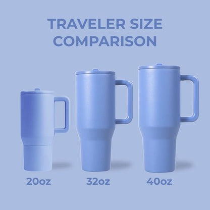 HydroJug Traveler - 40 Oz Insulated Water Bottle with Handle & Flip Straw | Leak Resistant, Light Blue