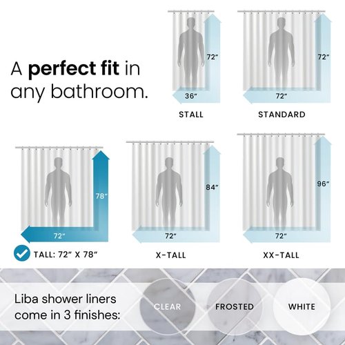 LiBa Bathroom Shower Curtain - Waterproof Plastic Shower Curtain Premium PEVA Non-Toxic with Rust Proof Grommets Frosted 8G Heavy Duty Bathroom Accessories 72x78