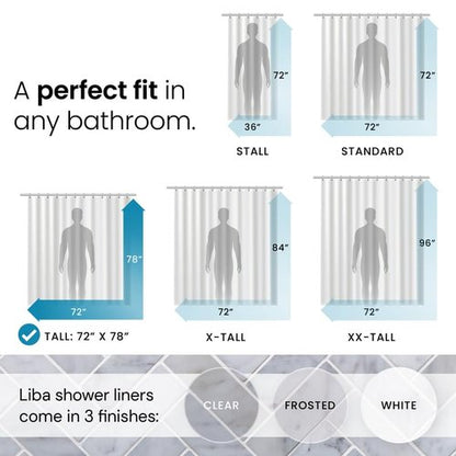 LiBa Bathroom Shower Curtain - Waterproof Plastic Shower Curtain Premium PEVA Non-Toxic with Rust Proof Grommets Frosted 8G Heavy Duty Bathroom Accessories 72x78