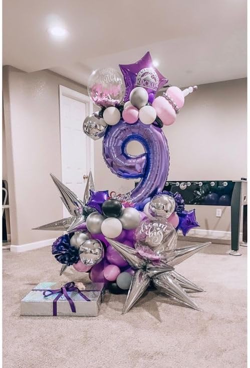 Purple Number 8 Balloon - 40 Inch Giant Foil Balloon for 8th Birthday Party Decorations