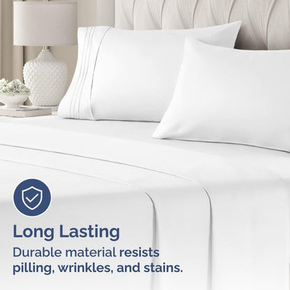King Pillow Cases Set of 2 - Ultra Soft Hotel Quality Pillowcase Covers - Comfy, Cozy & Wrinkle Free - Shrinkage, Stain and Fade Resistant - Machine Washable Pillow Protectors - 2 Piece Set - White