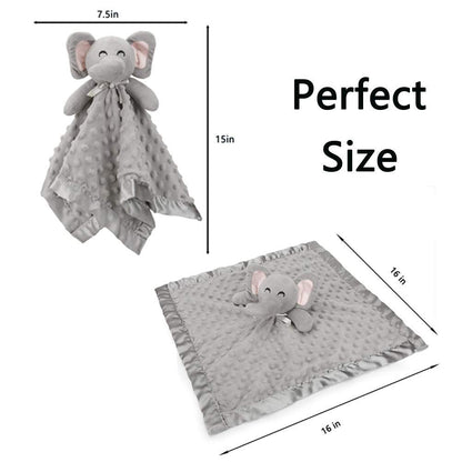 Pro Goleem Elephant & Bunny Security Blanket - Soft & Cuddly 16-Inch Comfort Toy