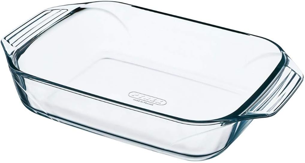 Pyrex Optimum Glass Rectangular Roaster - High Resistance, Easy Grip, 35x23 Cm, 2.9L