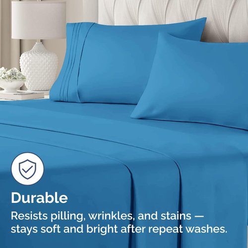 King Pillow Cases Set of 4 - Ultra Soft Hotel Quality Covers | Wrinkle-Free & Fade Resistant - Denim Blue
