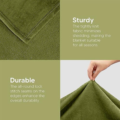 Utopia Bedding Fleece Blanket King Size Olive 300GSM Luxury Fuzzy Soft Anti-Static Microfiber Bed Blanket (90x102 Inch)