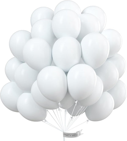 PartyWoo White & Red Balloons - 100 Pack for Festive Celebrations | Perfect for Parties & Events