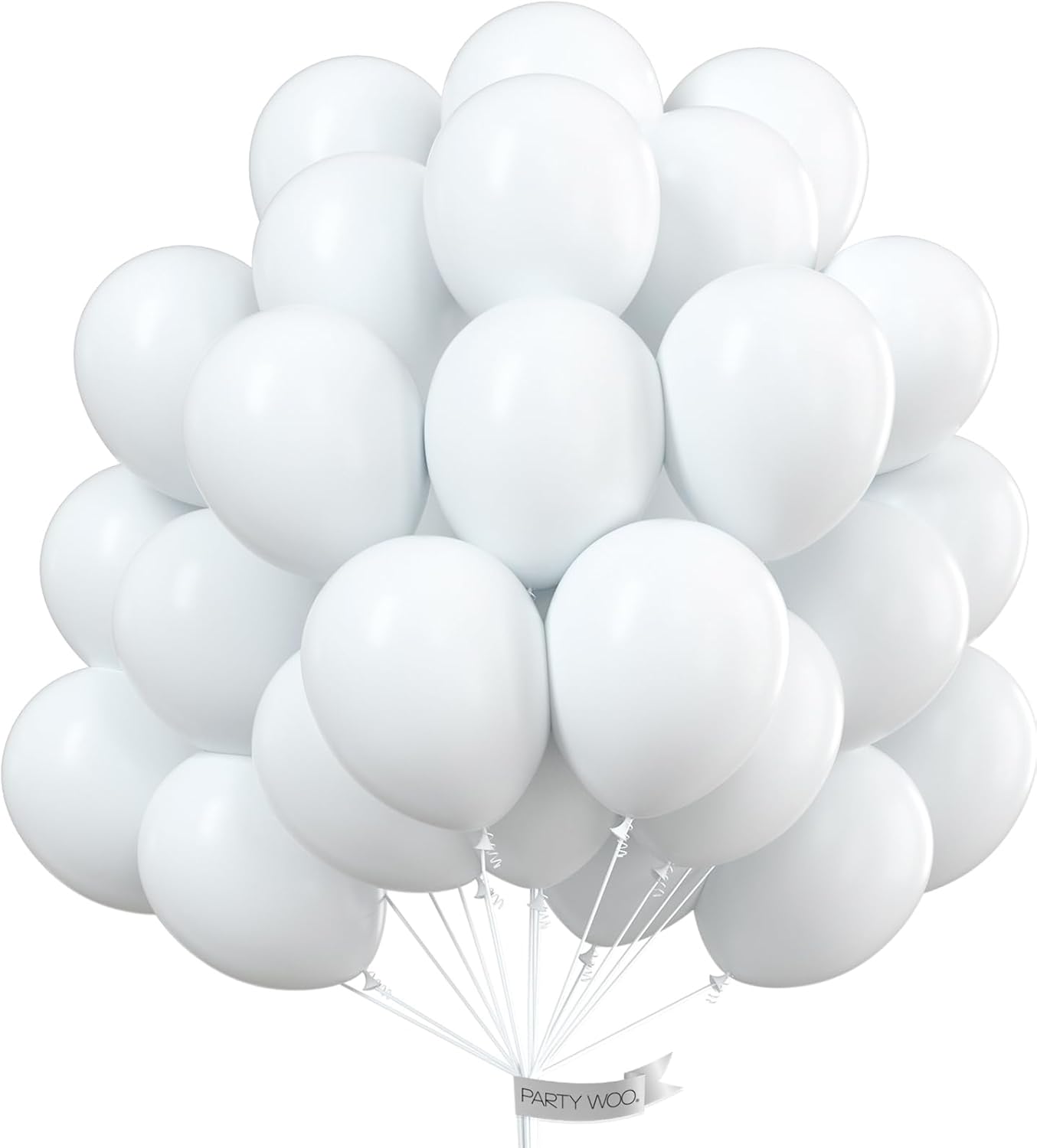 PartyWoo White & Light Blue Balloons - 100 Pcs Each, 12 Inch Perfect for Celebrations