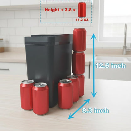 Yatmung Touchless Bathroom Trash Can - 2.5 Gallon Smart Sensor Bin - Slim Electric Design in Black