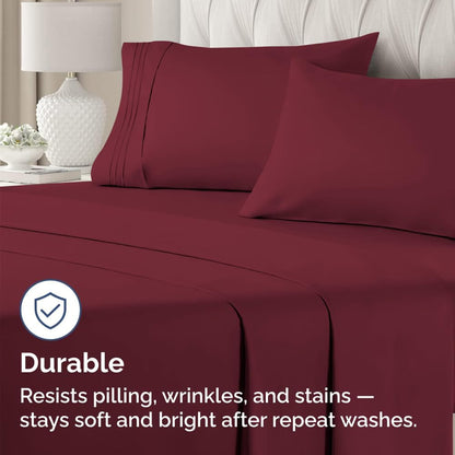 Skiennix Standard Pillow Cases Set of 4 | Ultra Soft Hotel Quality Covers - Machine Washable Burgundy